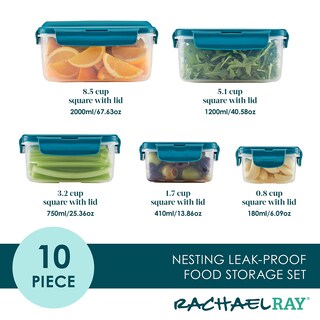 Foto 2 | Contenedor De Almacenamiento De Alimentos Rachael Ray A Prueba De Fugas, Juego De 10 Piezas - Venta Internacional.