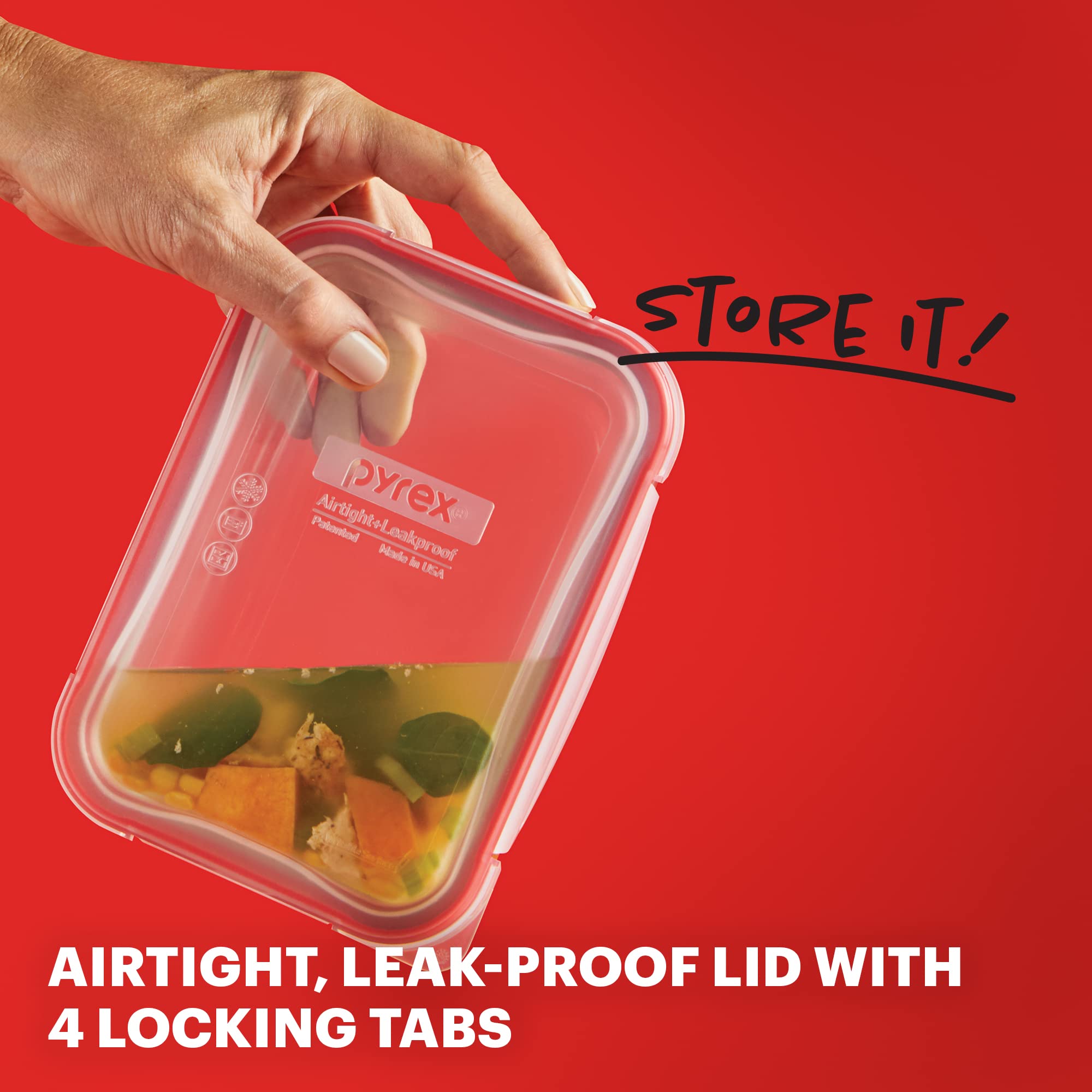 Foto 2 | Recipiente De Almacenamiento De Alimentos Pyrex Freshlock Glass, 8 Tazas - Venta Internacional.