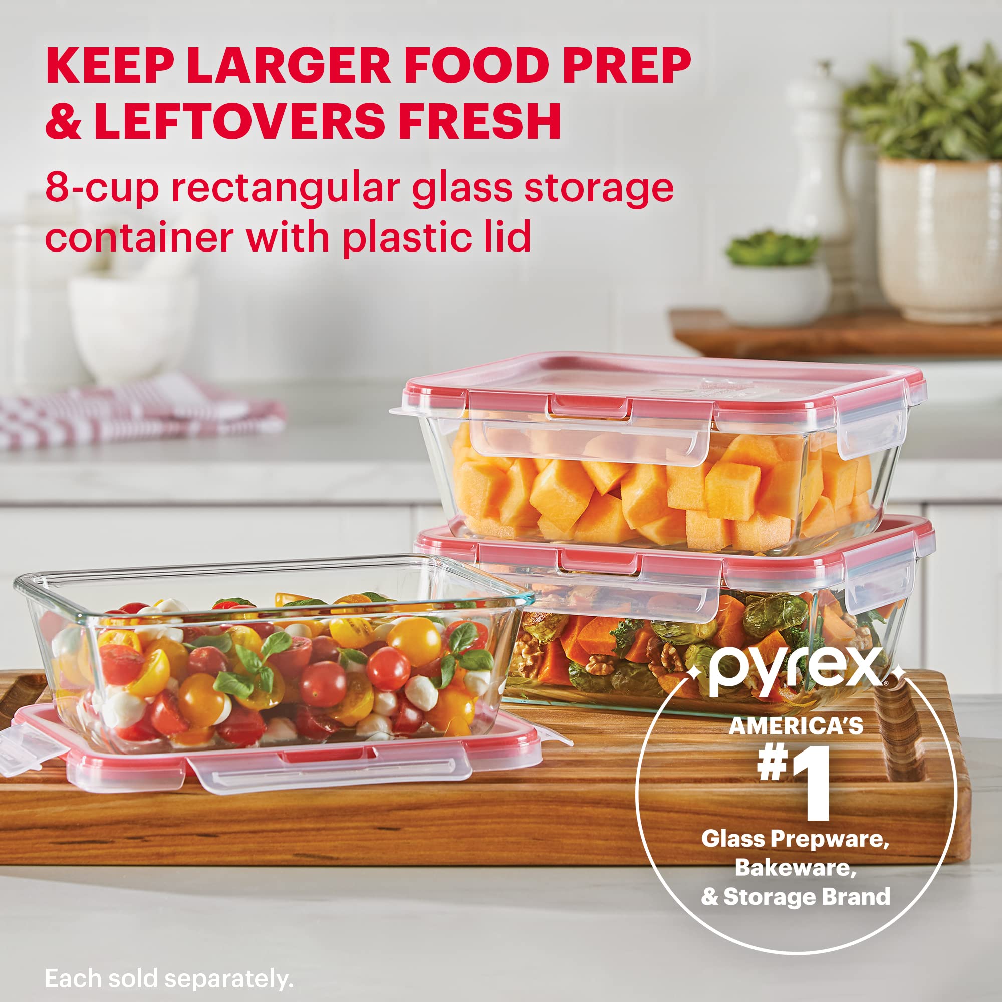 Foto 5 pulgar | Recipiente De Almacenamiento De Alimentos Pyrex Freshlock Glass, 8 Tazas - Venta Internacional.