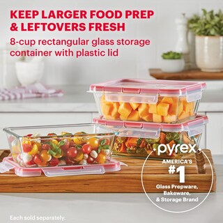Foto 4 | Recipiente De Almacenamiento De Alimentos Pyrex Freshlock Glass, 8 Tazas - Venta Internacional.