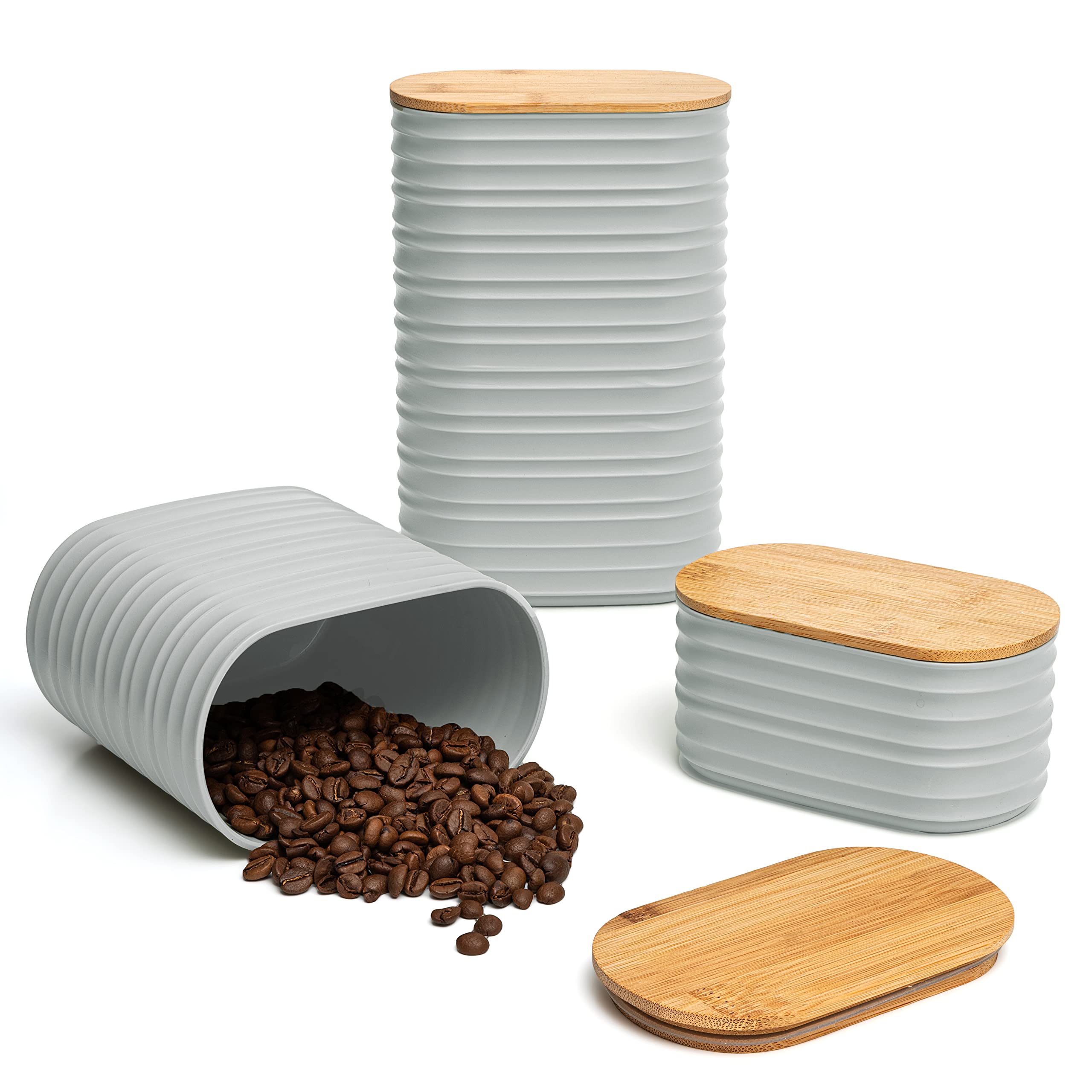 Foto 2 pulgar | Juego De Botes Mixpresso De Plástico Hermético Con Tapa De Bambú, 3 Unidades - Venta Internacional.