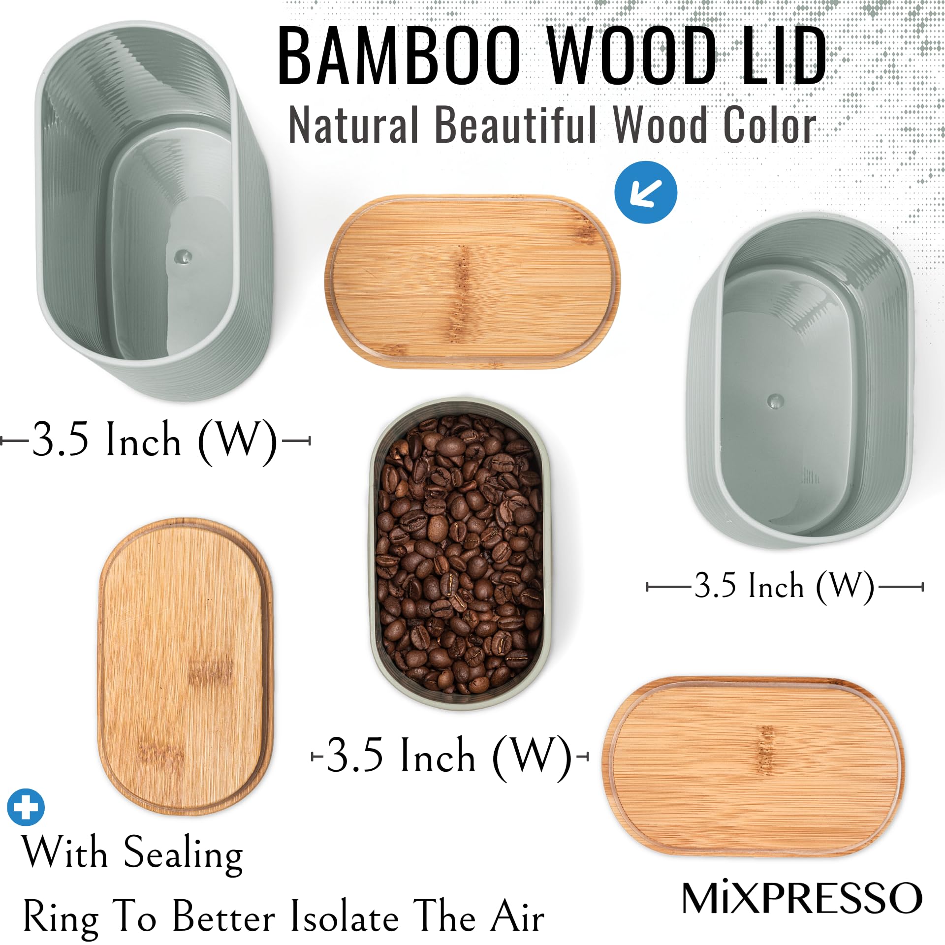 Foto 4 pulgar | Juego De Botes Mixpresso De Plástico Hermético Con Tapa De Bambú, 3 Unidades - Venta Internacional.
