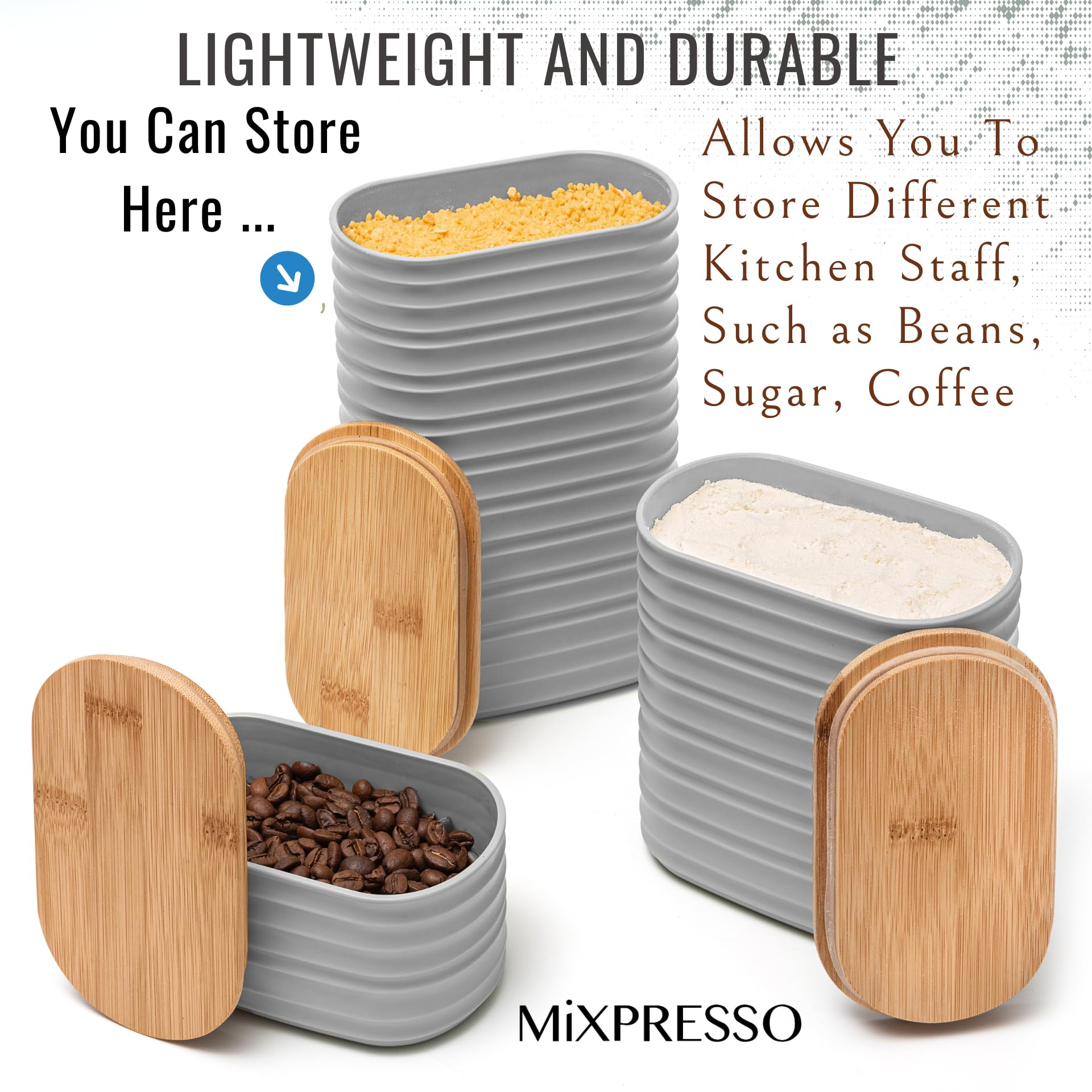 Foto 5 pulgar | Juego De Botes Mixpresso De Plástico Hermético Con Tapa De Bambú, 3 Unidades - Venta Internacional.