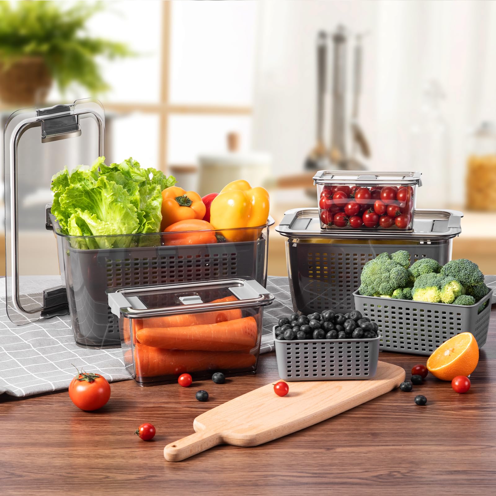 Foto 6 pulgar | Recipiente de Almacenamiento de Frutas y Verduras Luxear Gris 4 Unidades - Venta Internacional