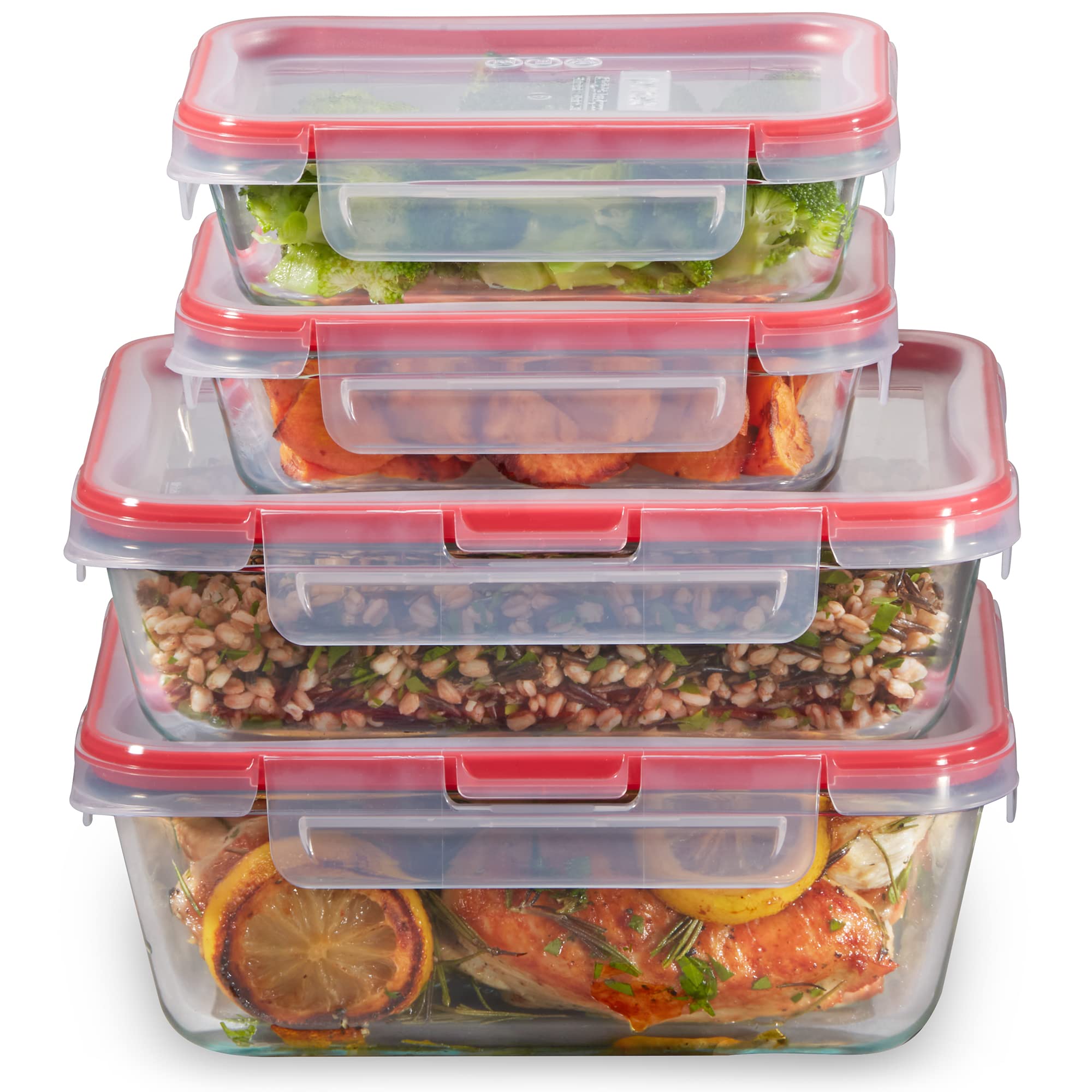 Set De Recipientes De Vidrio Para Almacenamiento De Alimentos Pyrex Freshlock, Paquete De 4 - Venta Internacional.