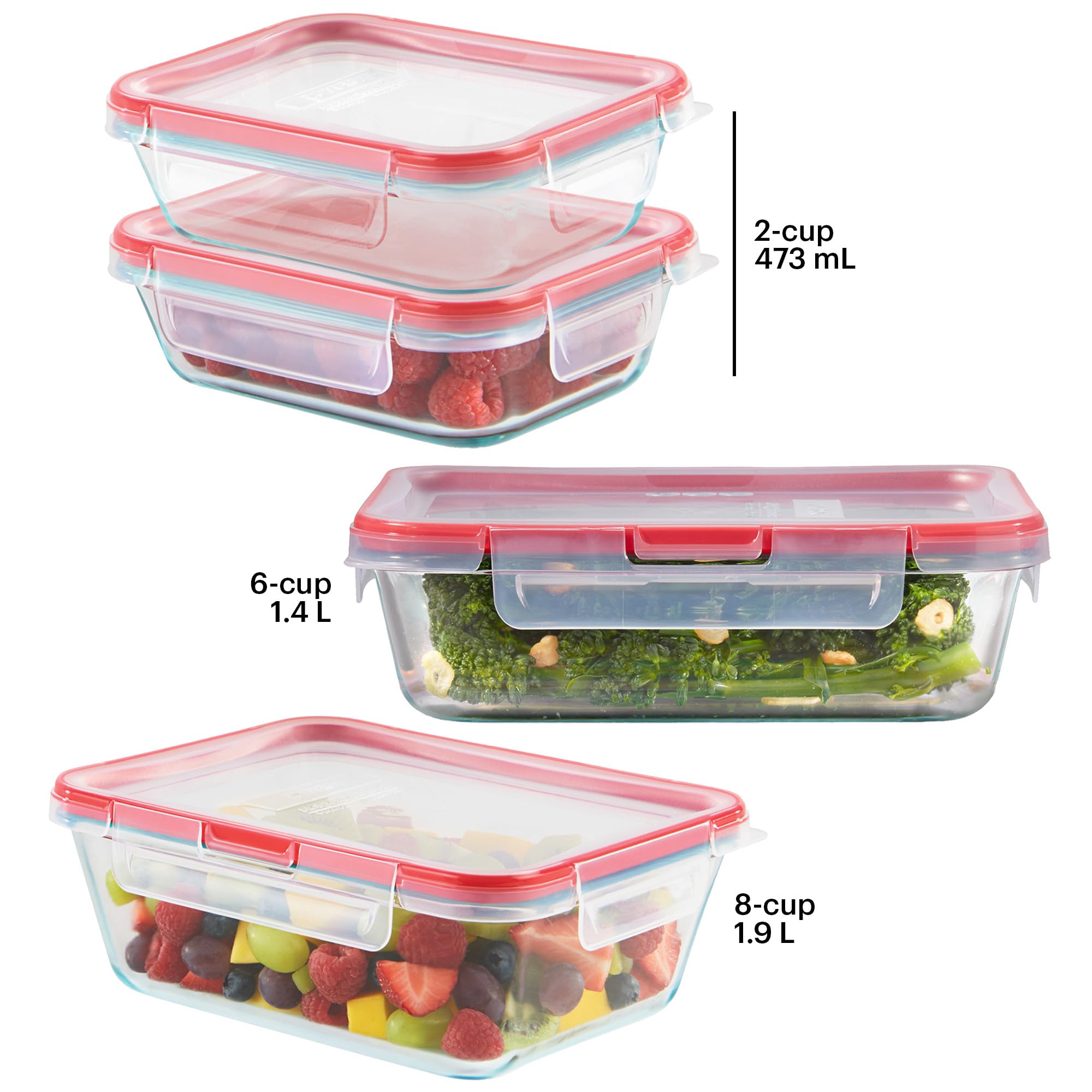 Foto 3 pulgar | Set De Recipientes De Vidrio Para Almacenamiento De Alimentos Pyrex Freshlock, Paquete De 4 - Venta Internacional.
