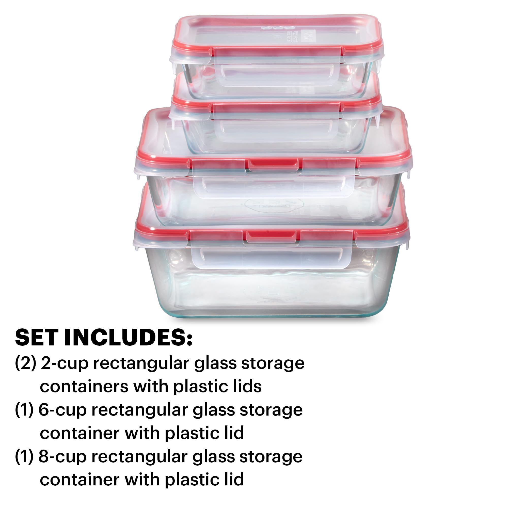 Foto 4 pulgar | Set De Recipientes De Vidrio Para Almacenamiento De Alimentos Pyrex Freshlock, Paquete De 4 - Venta Internacional.