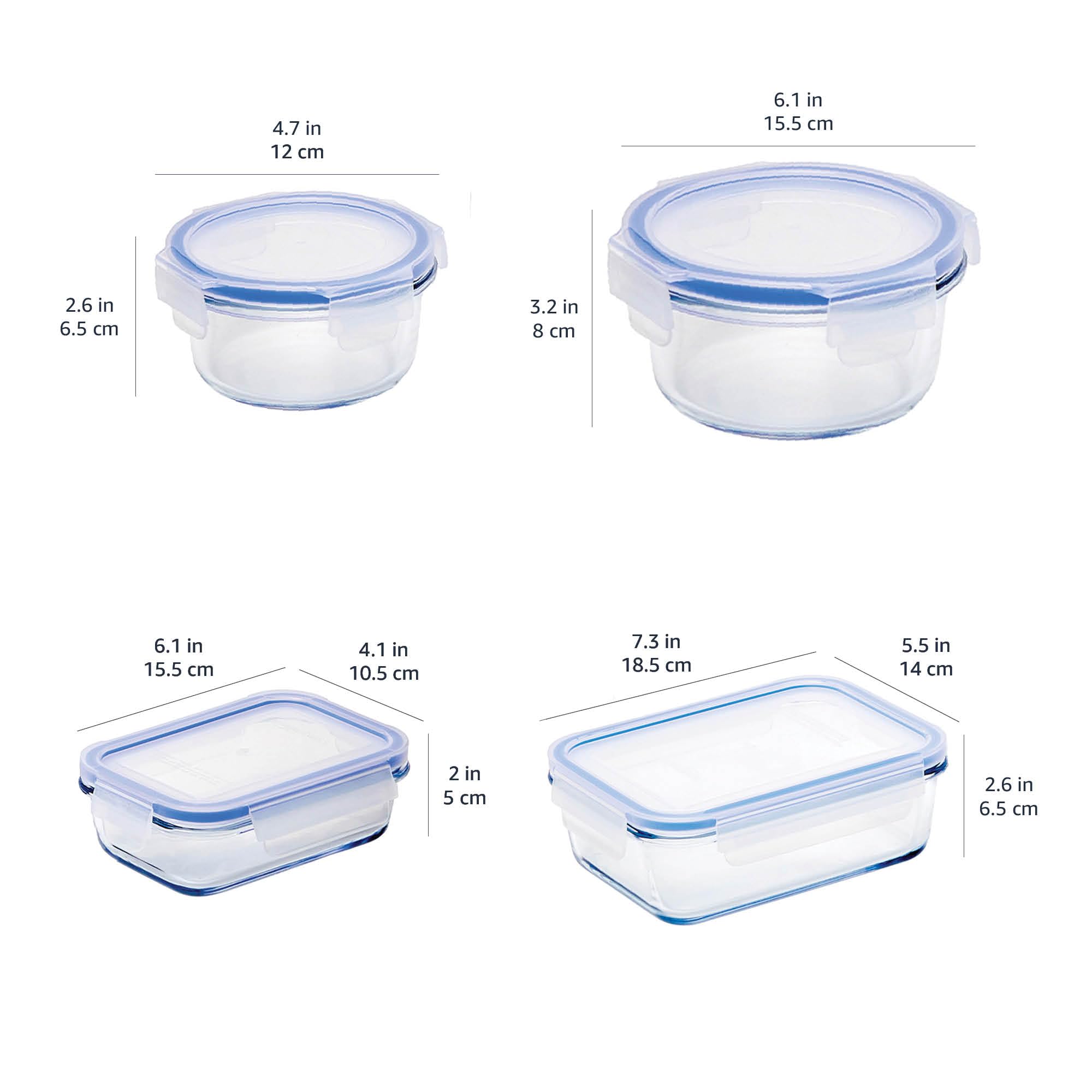 Foto 5 pulgar | Contenedores De Almacenamiento De Alimentos Amazon Basics De Vidrio A Prueba De Fugas, 14 Piezas - Venta Internacional.