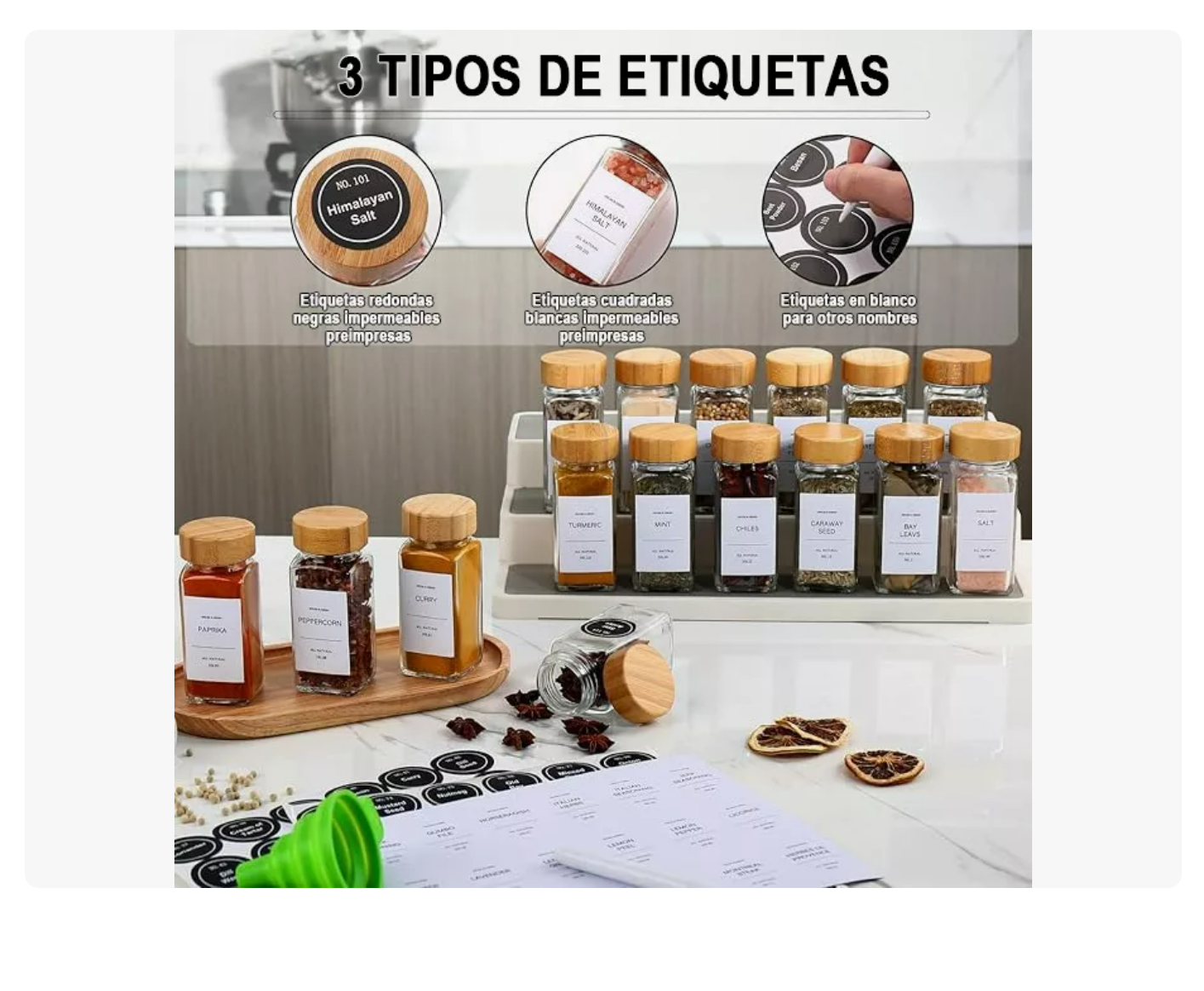 Foto 4 pulgar | U Chef 24 Tarros De Especias De Vidrio Con Tapa De Bambú Xtellar