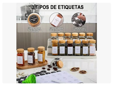 Foto 3 | U Chef 24 Tarros De Especias De Vidrio Con Tapa De Bambú Xtellar