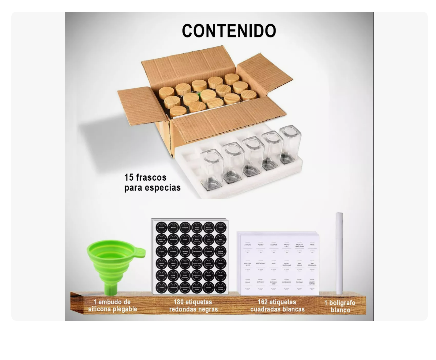 Foto 5 pulgar | U Chef 24 Tarros De Especias De Vidrio Con Tapa De Bambú Xtellar