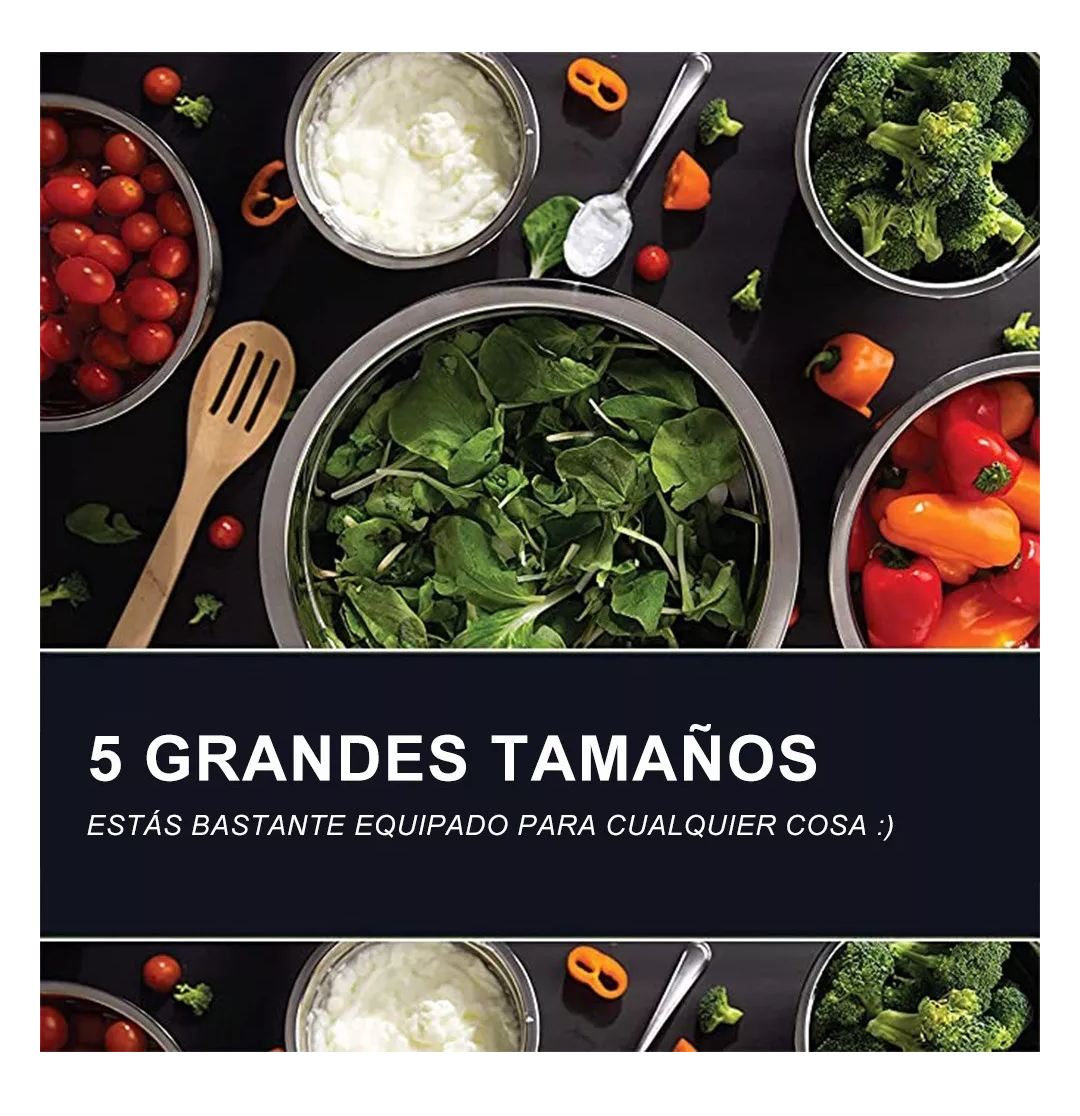 Foto 4 pulgar | Juego De Tazones Belug De Grado Alimenticio De Acero Inoxidable 5 Pcs, Plata