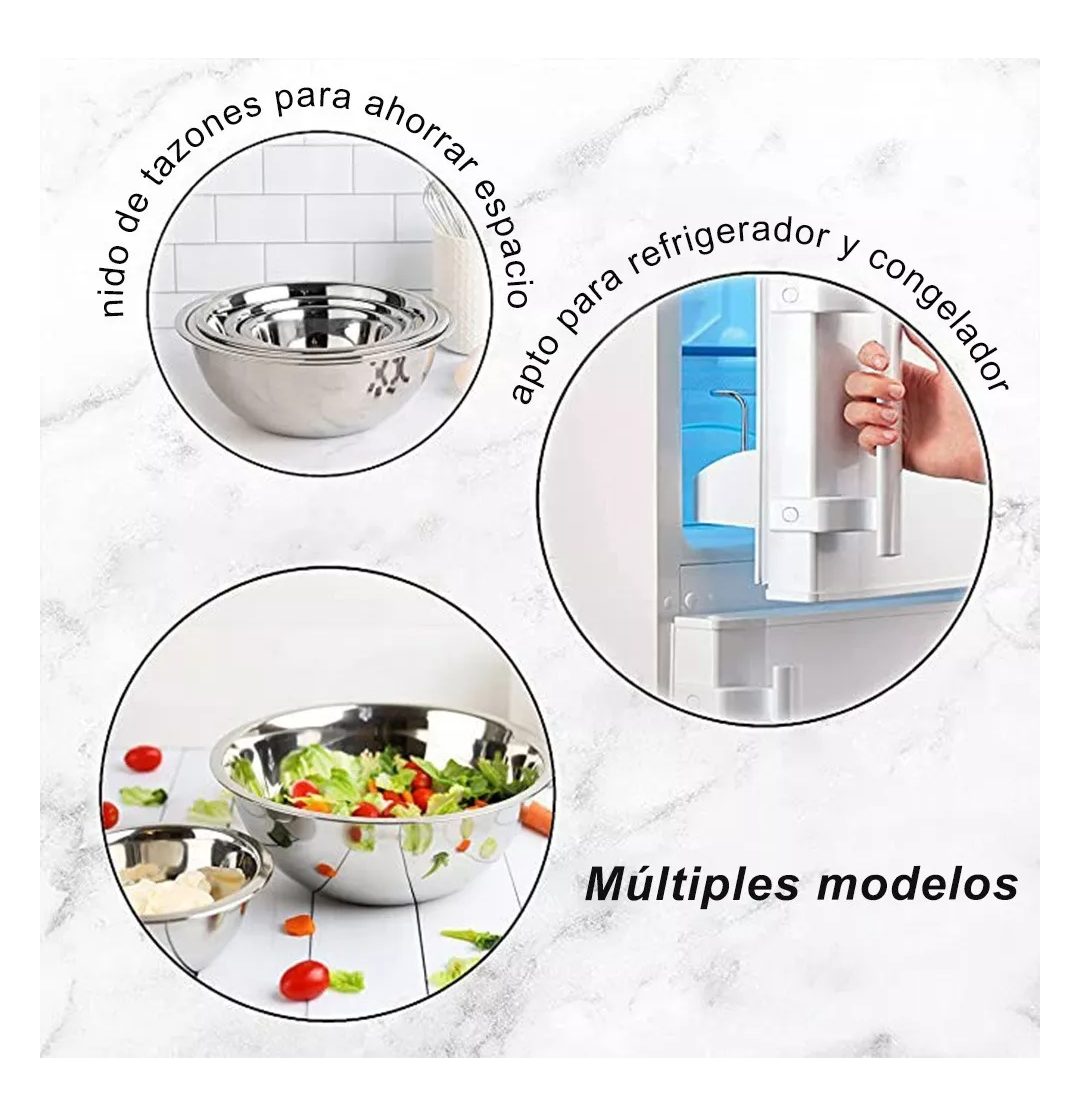 Foto 5 pulgar | Juego De Tazones Belug De Grado Alimenticio De Acero Inoxidable 5 Pcs, Plata