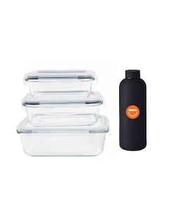 Foto 1 | Contenedores De Vidrio Herméticos Con Tapa + Termo De Agua Güish
