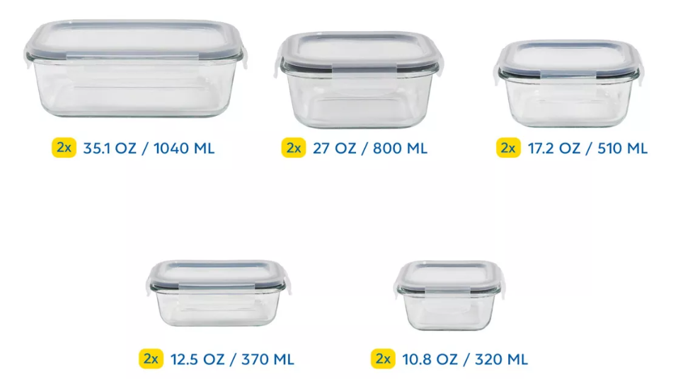 Foto 4 pulgar | Contenedores De Vidrio Herméticos Xtellar Con Tapa 10 Piezas