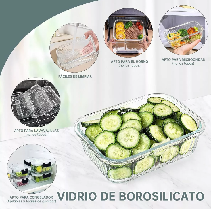 Foto 4 | Contenedores Xtellar Vidrio 8 Recipientes