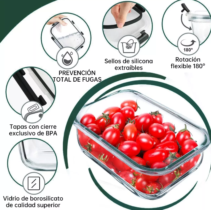Foto 5 | Contenedores Xtellar Vidrio 8 Recipientes