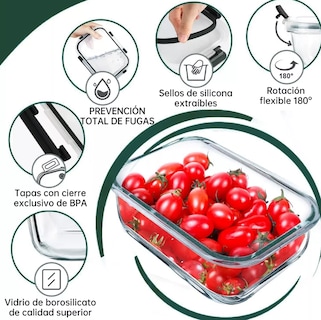Foto 5 | Contenedores Xtellar Vidrio 8 Recipientes