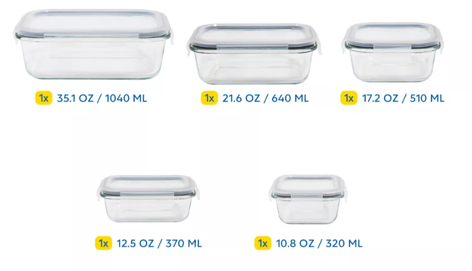 Foto 3 | Contenedores De Vidrio Xtellar Con Tapa 5 Piezas