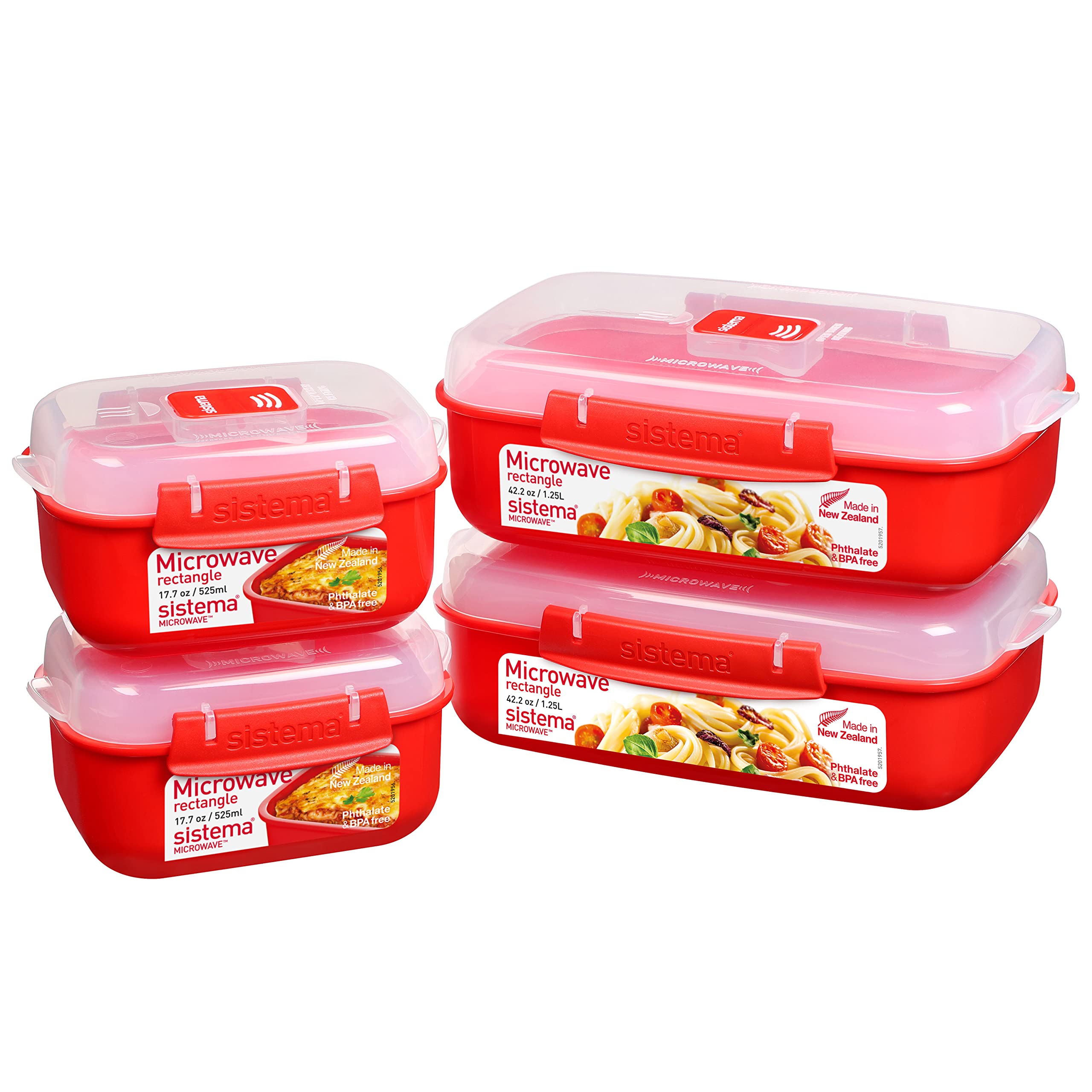 Foto 2 pulgar | Sistema De Recipientes De Almacenamiento De Alimentos Para Microondas, Color Rojo, Juego De 4 - Venta Internacional.