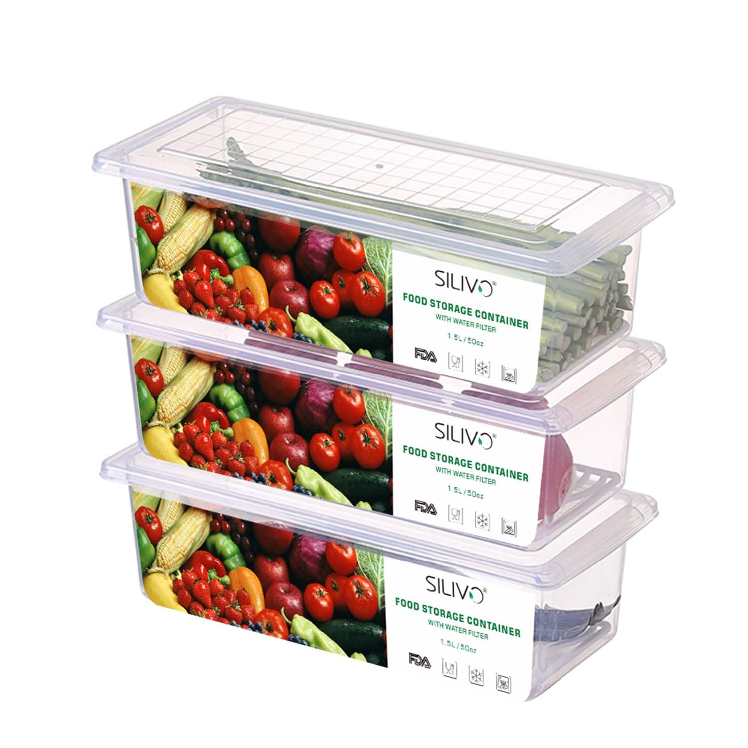 Foto 2 pulgar | Recipientes De Almacenamiento De Frutas Silivo De 1,5 L Para Nevera (paquete De 3) - Venta Internacional.
