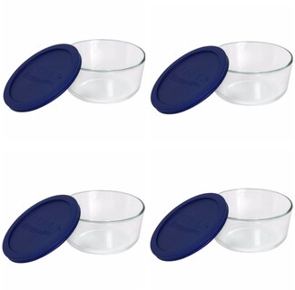 Foto 1 | Contenedor Pyrex, Plato Redondo Para 4 Tazas Con Tapa Azul Oscuro, 4 Unidades - Venta Internacional.