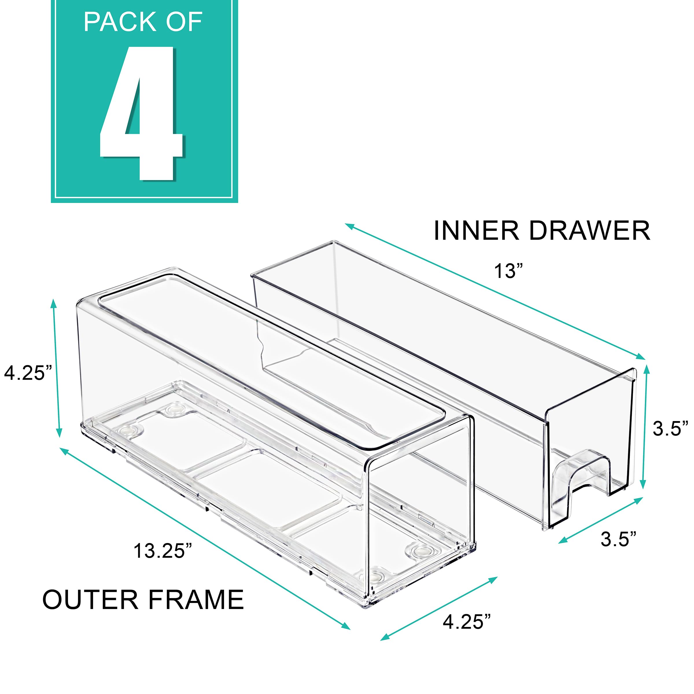 Foto 5 pulgar | Frigorífico Drawers Sorbus Clear, Apilable, Paquete De 4 Unidades - Venta Internacional.