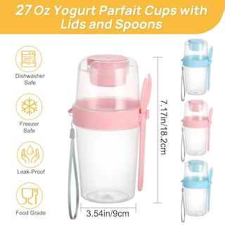 Foto 2 | Vasos Para Helado De Yogur Vtopmart, 800 Ml, Paquete De 4 Con Tapas Y Cucharas - Venta Internacional.
