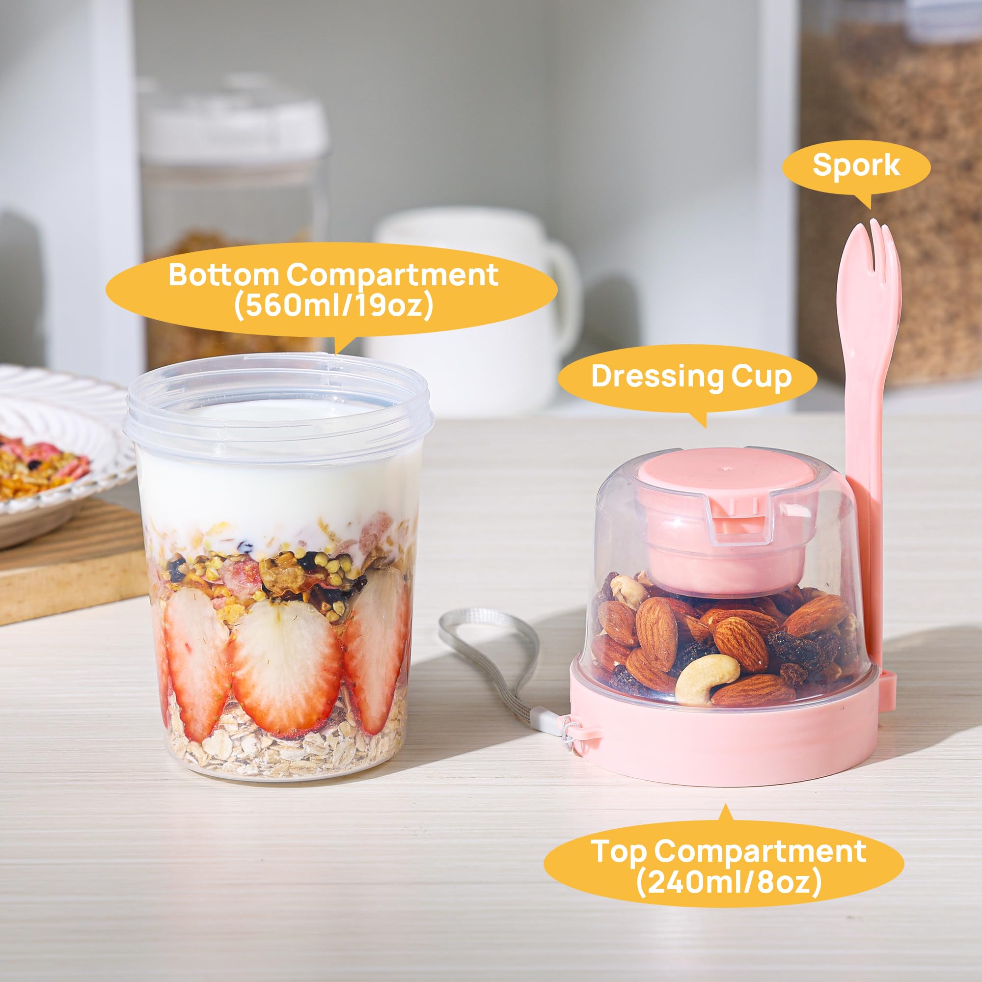 Foto 4 pulgar | Vasos Para Helado De Yogur Vtopmart, 800 Ml, Paquete De 4 Con Tapas Y Cucharas - Venta Internacional.