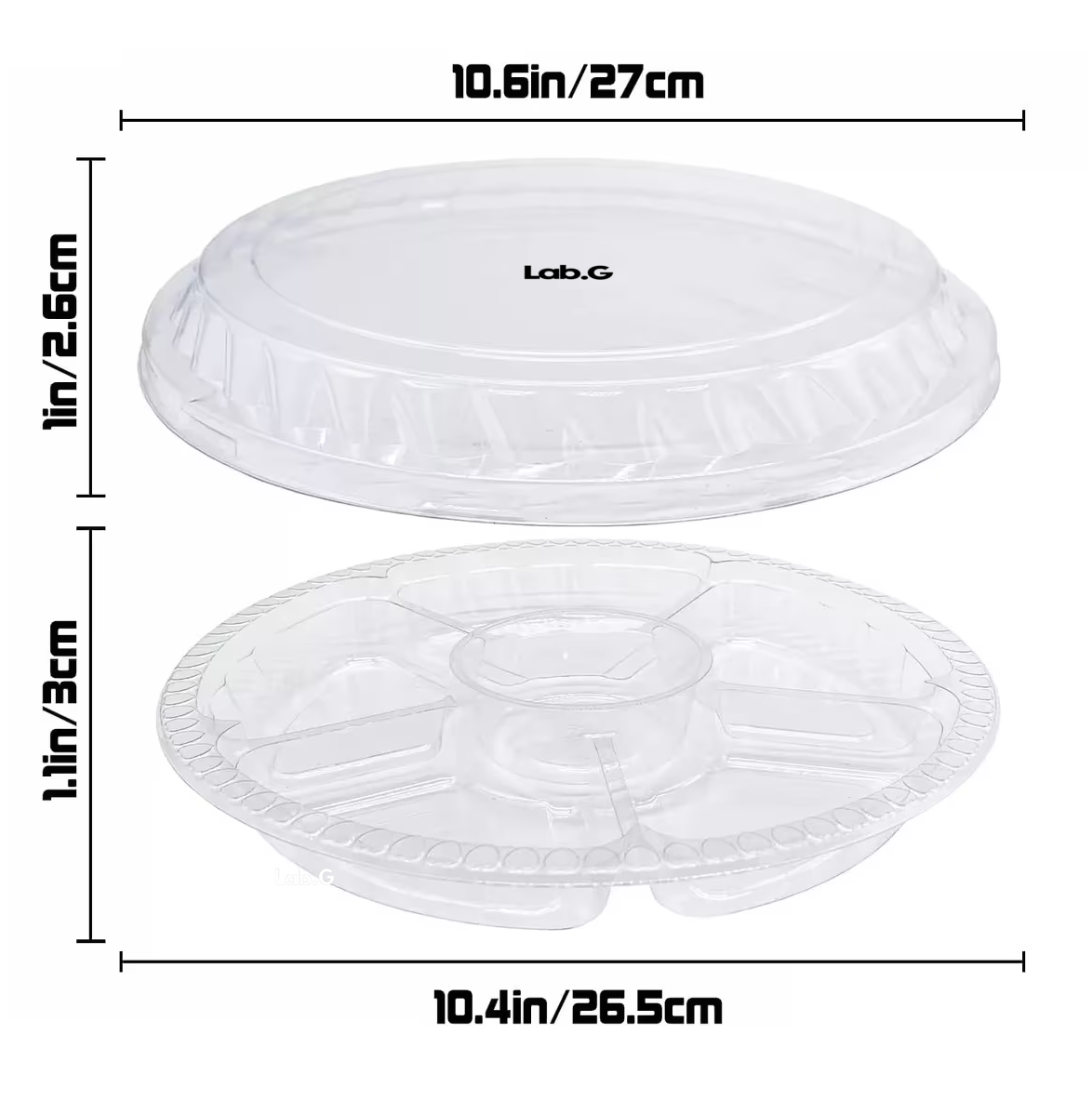 Foto 4 pulgar | Bandejas Redondas con Tapa Lab.g Plástico Botanero 12 Piezas Transparente
