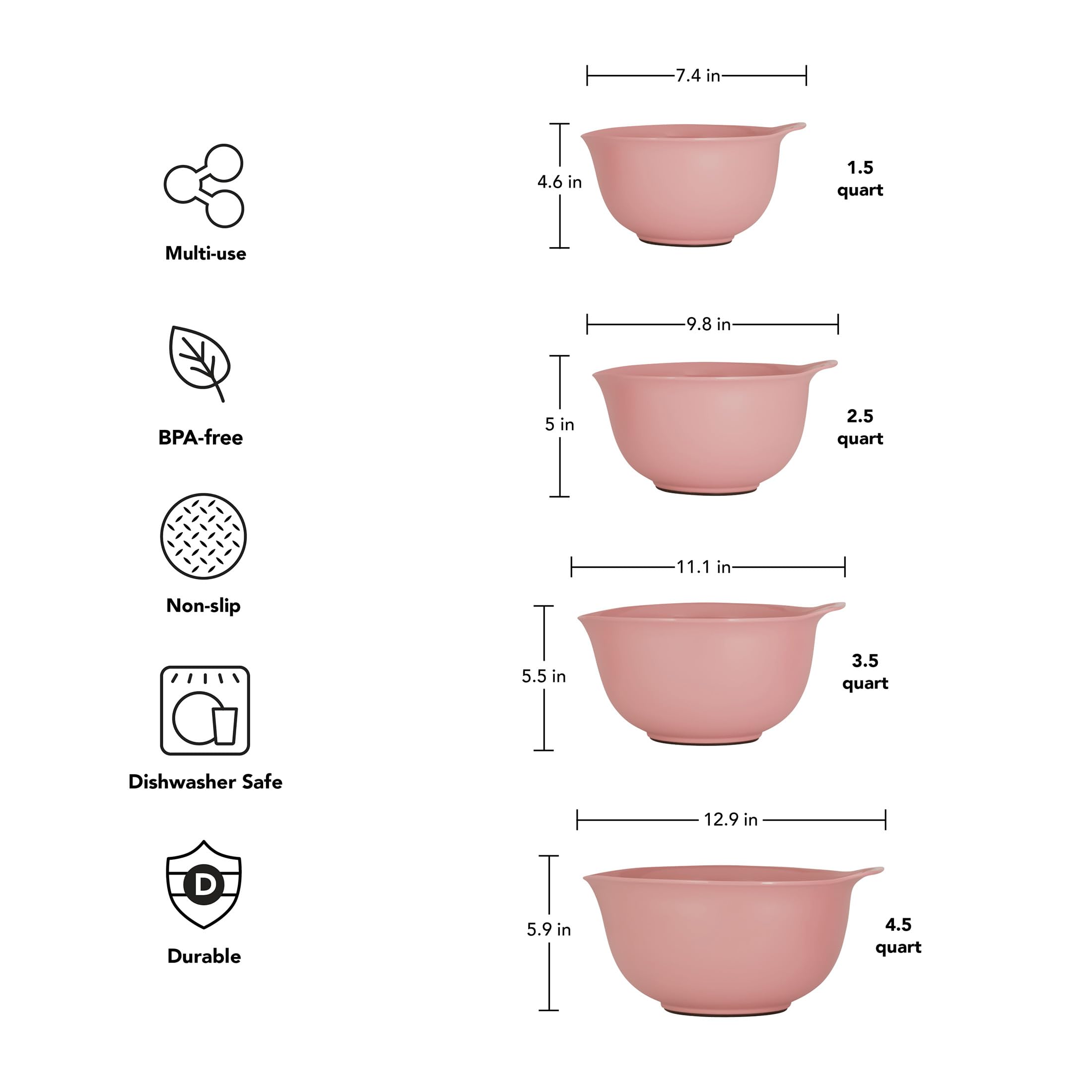 Foto 3 pulgar | Juego De 4 Cuencos Para Mezclar Kitchenaid, Universales, De Plástico - Venta Internacional.