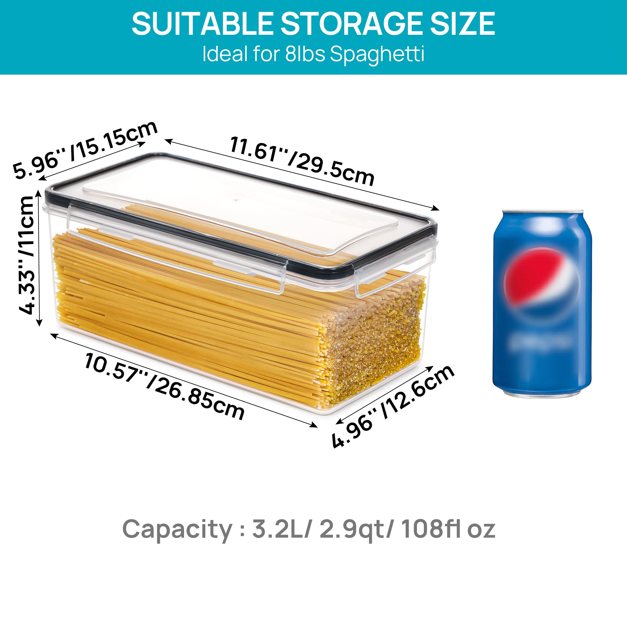 Foto 3 pulgar | Contenedores De Almacenamiento De Alimentos Vtopmart 3.2 L (4 Piezas) Para Pasta - Venta Internacional.
