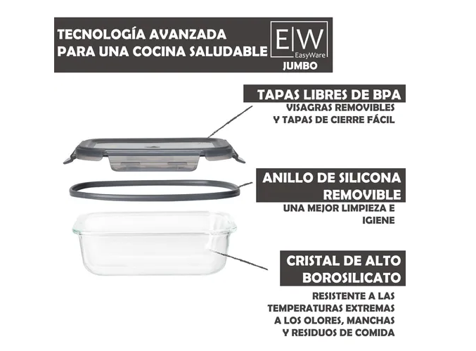 Foto 6 pulgar | Easyware Xtellar Jumbo Juego De 10 Recipientes Contenedores