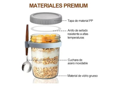Foto 4 | 4 Xtellar Pzs Recipientes De Avena Overnight Vidrio Mason Jar 12 Oz