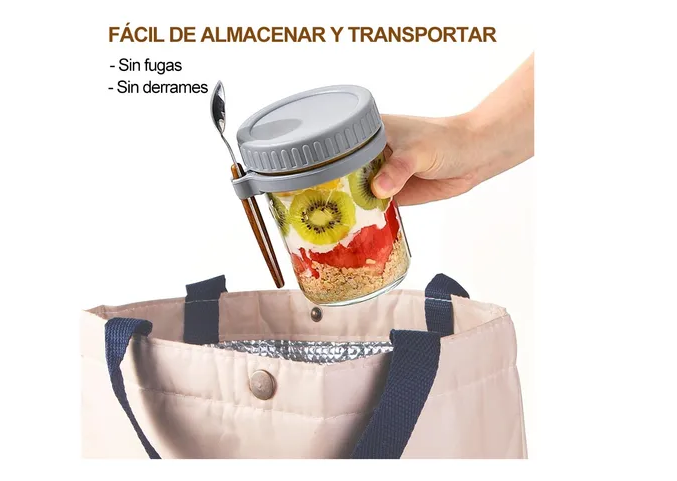Foto 5 | 4 Xtellar Pzs Recipientes De Avena Overnight Vidrio Mason Jar 12 Oz