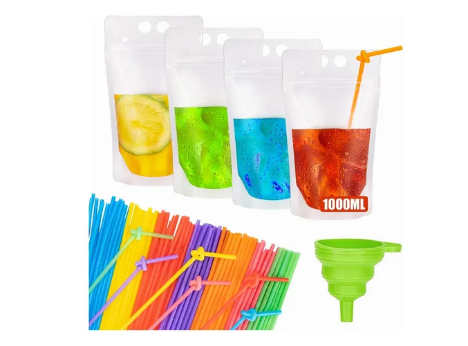 Foto 2 pulgar | 50 Xtellar Bolsas Portátiles De Bebidas Portátiles 750ml Y 50pajitas