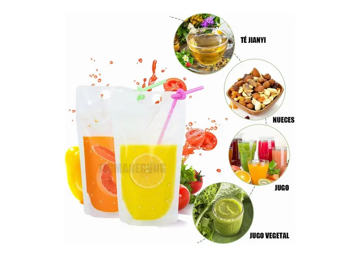 Foto 3 pulgar | 50 Xtellar Bolsas Portátiles De Bebidas Portátiles 750ml Y 50pajitas