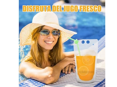 Foto 4 | 50pz Xtellar Bolsa Bebida Reutilizables Portátil Con Pajitas 1000ml