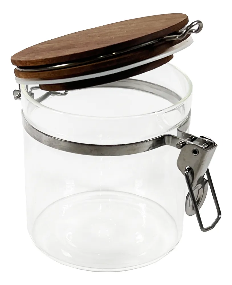 Foto 3 pulgar | Juego De 4 Frascos Vidrio Tapa De Madera Herméticos 500 Ml