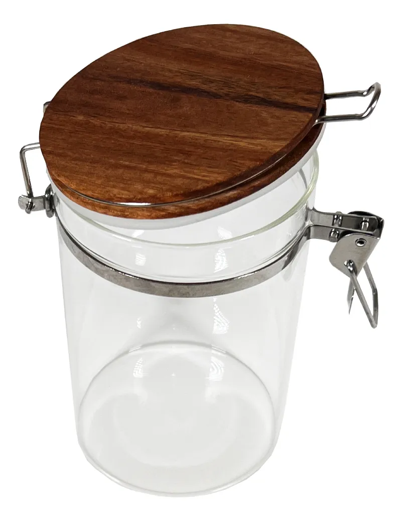 Foto 3 | Juego 4 Frascos Vidrio Herméticos Con Tapa De Madera 900 Ml