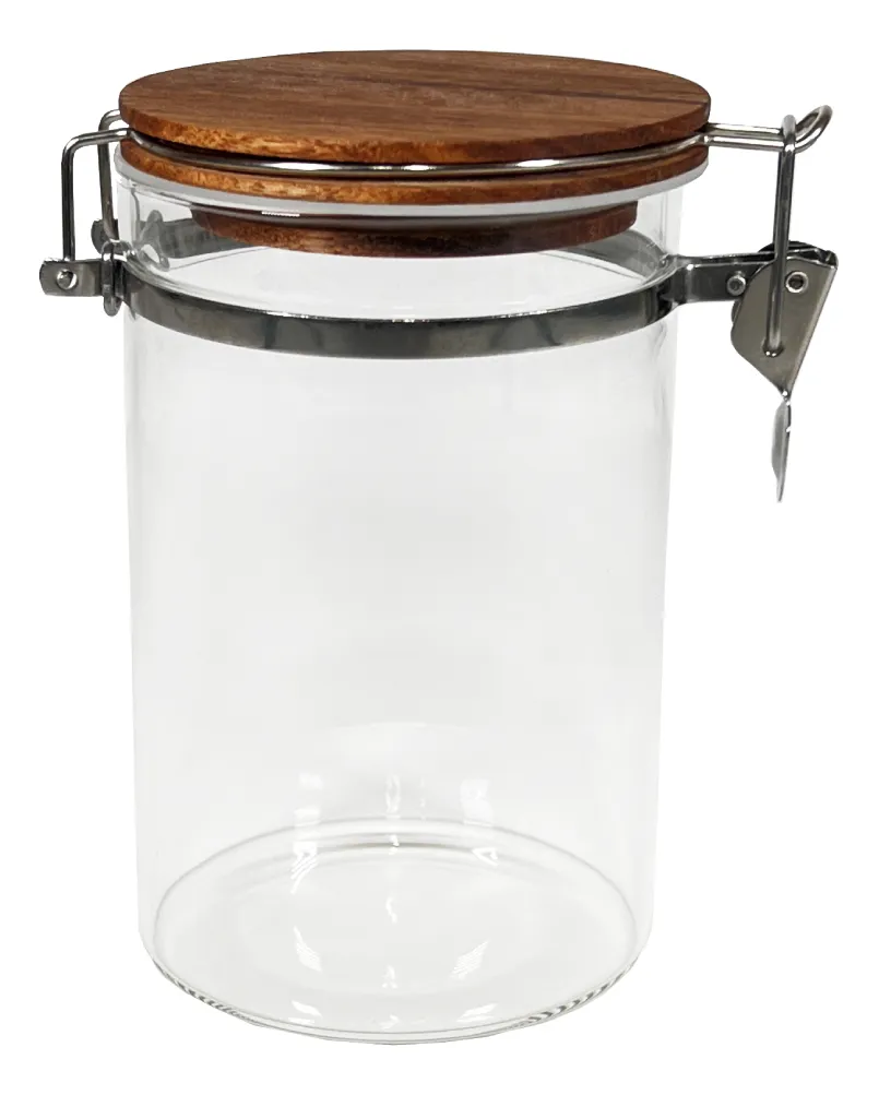 Foto 5 pulgar | Juego 4 Frascos Vidrio Herméticos Con Tapa De Madera 900 Ml