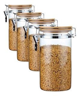 Foto 1 | Juego 4 Frascos Herméticos Con Tapa De Madera 1500 Ml