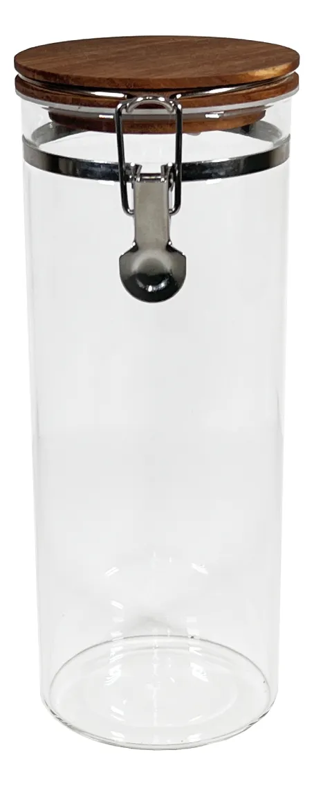 Foto 2 | Juego 4 Frascos Vidrio Herméticos Con Tapa De Madera 1700 Ml