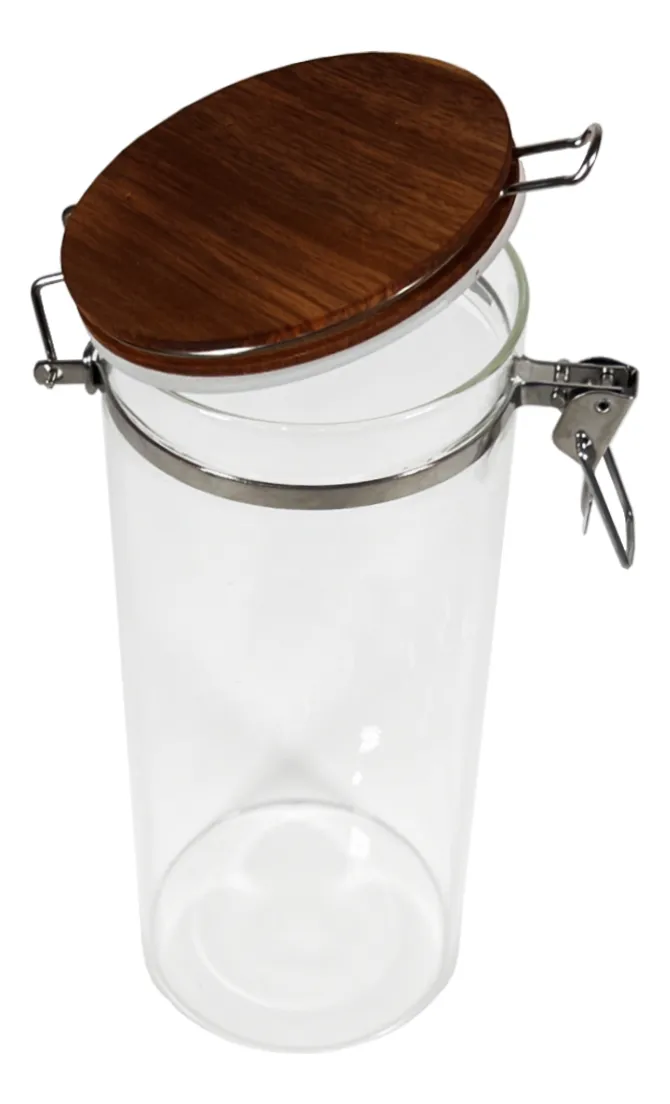 Foto 3 | Juego 4 Frascos Vidrio Herméticos Con Tapa De Madera 1700 Ml