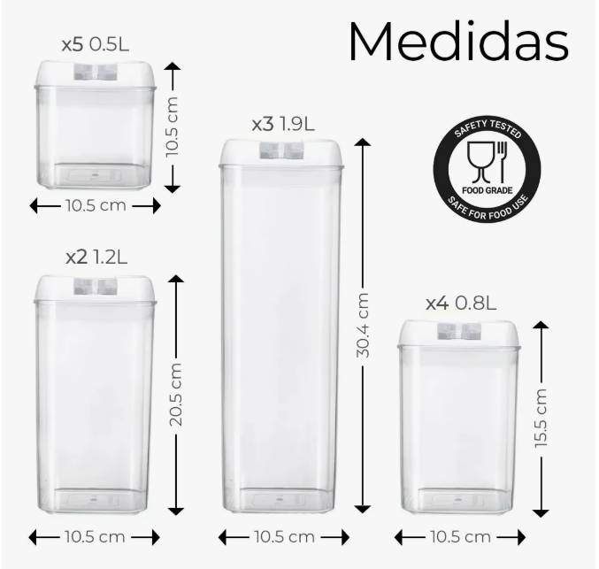 Foto 3 pulgar | Recipientes Herméticos De Almacenamiento De Cocina 14 Pz Color Blanco