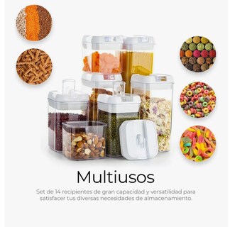Foto 3 | Recipientes Herméticos De Almacenamiento De Cocina 14 Pz Color Blanco