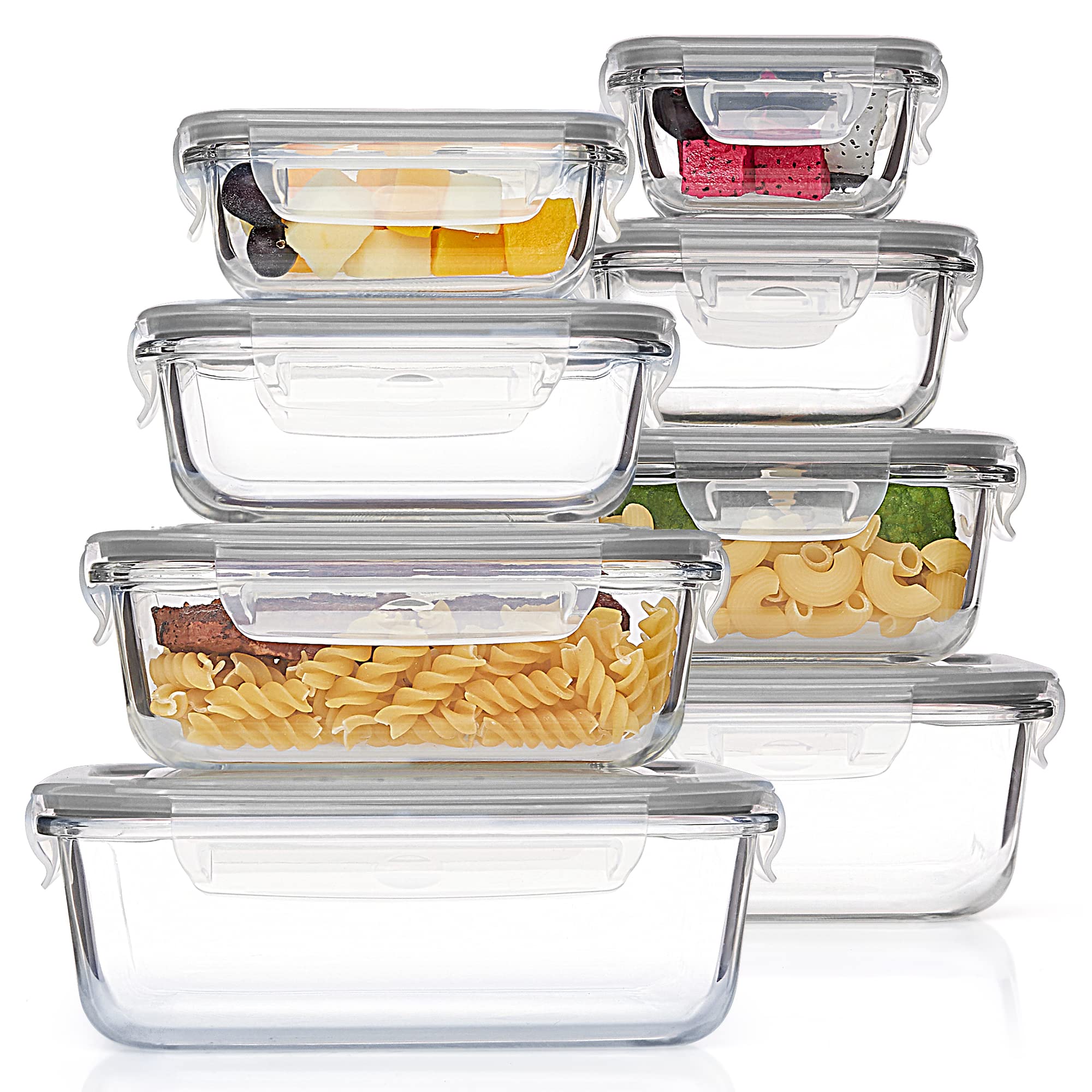 Foto 1 | Recipientes De Vidrio Para Almacenamiento De Alimentos Vtopmart, Paquete De 8 Tapas Herméticas - Venta Internacional.