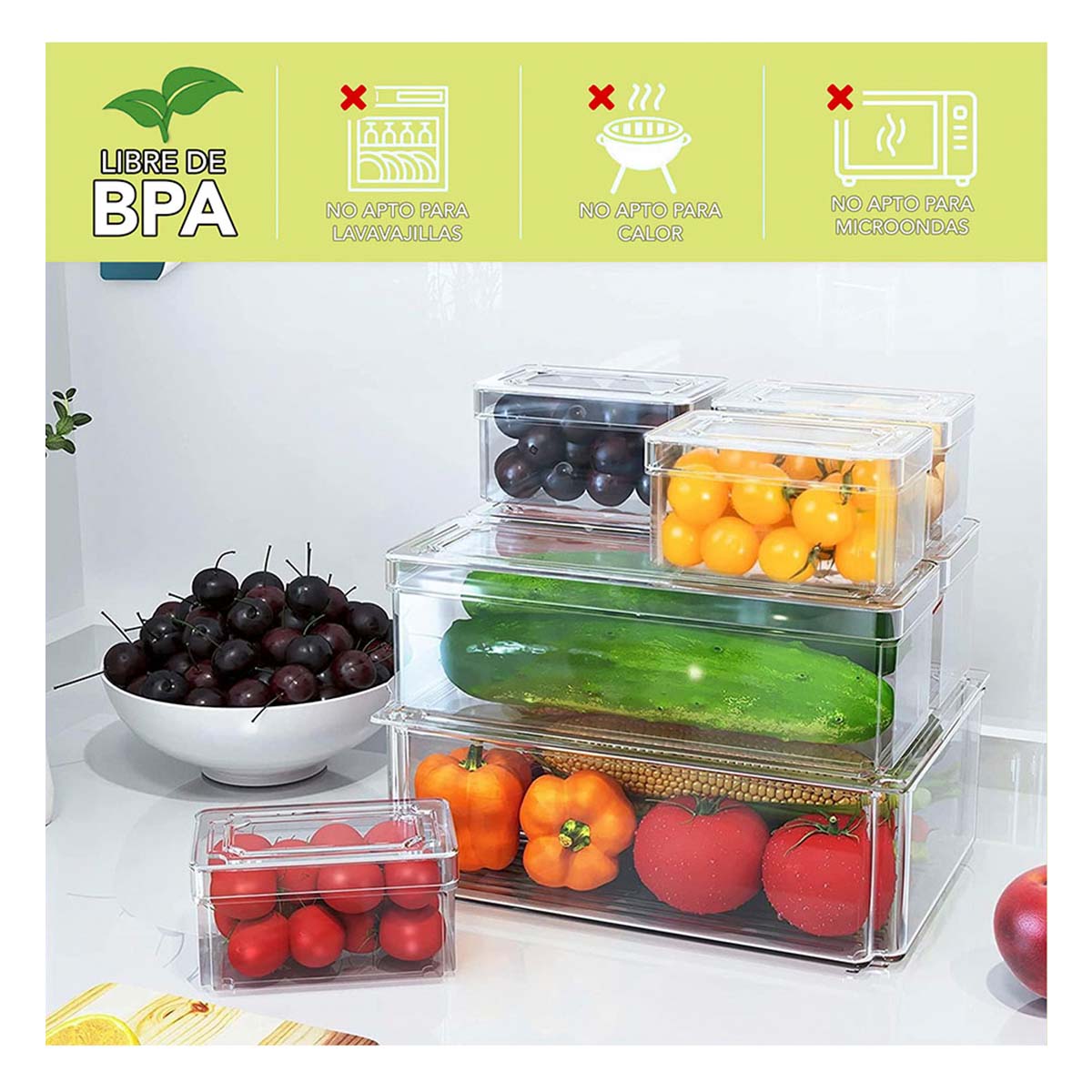 Foto 4 pulgar | Set Brandtrendy De 10 Organizadores De Plástico Para Refrigerador Apilables