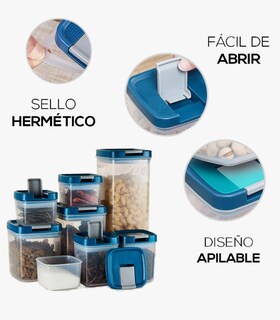 Foto 4 | Contenedores 8 Recipientes Herméticos Cereales Y Alimentos Color Blanco