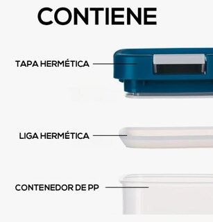 Foto 3 | Contenedores 8 Recipientes Herméticos Cereales Y Alimentos Color Azul
